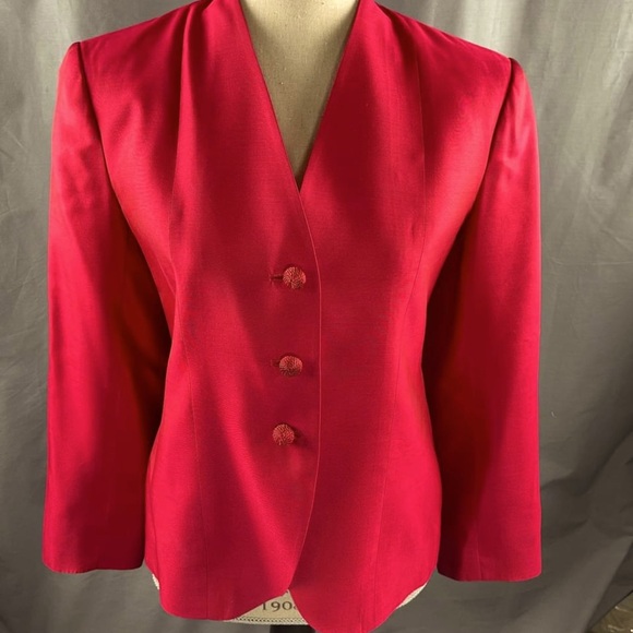 Women Petites size 8 Talbots Red Silk Lined Jacket Blazer - Picture 1 of 8